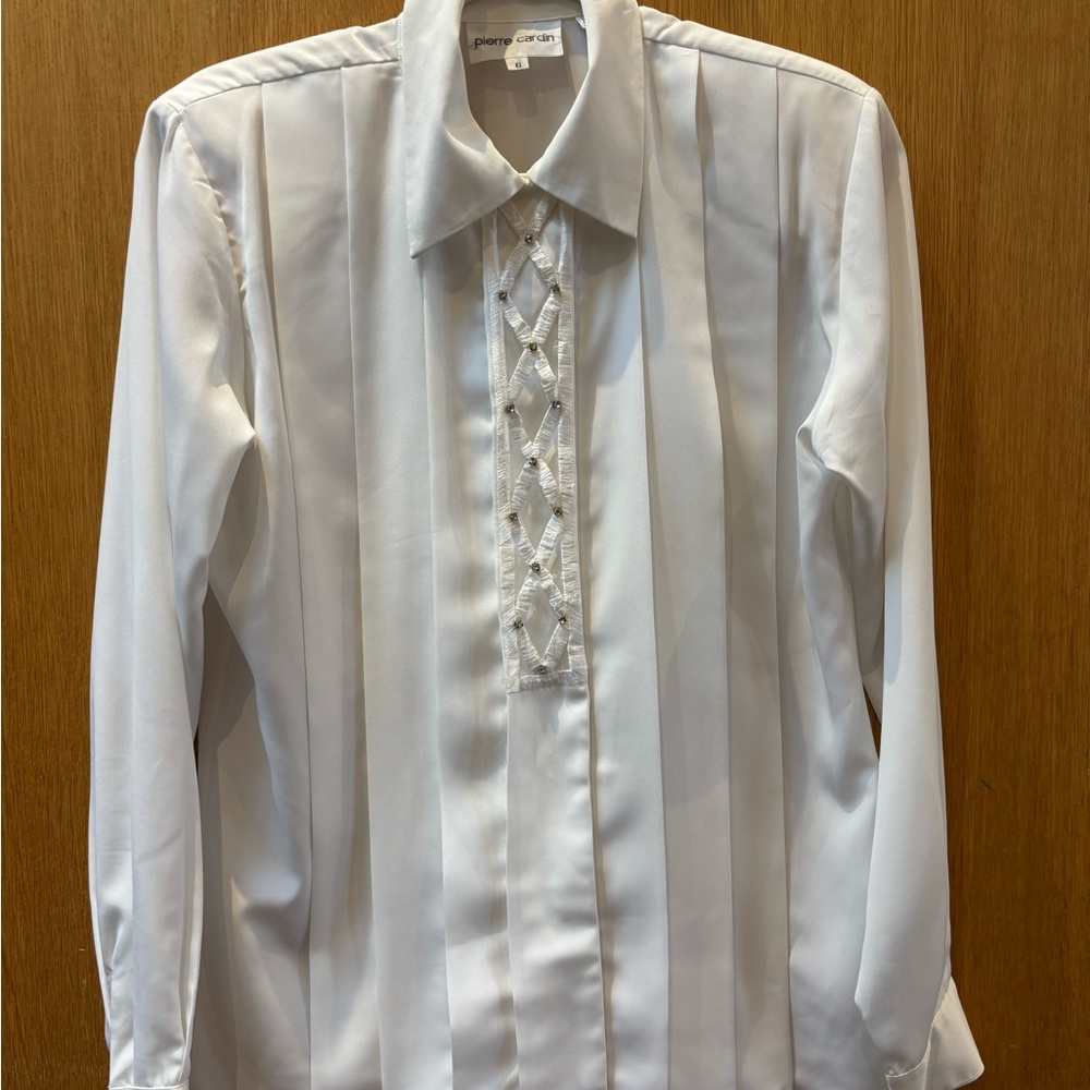 Vintage 90s Pierre Cardin Elegant Cream Dress Shirt